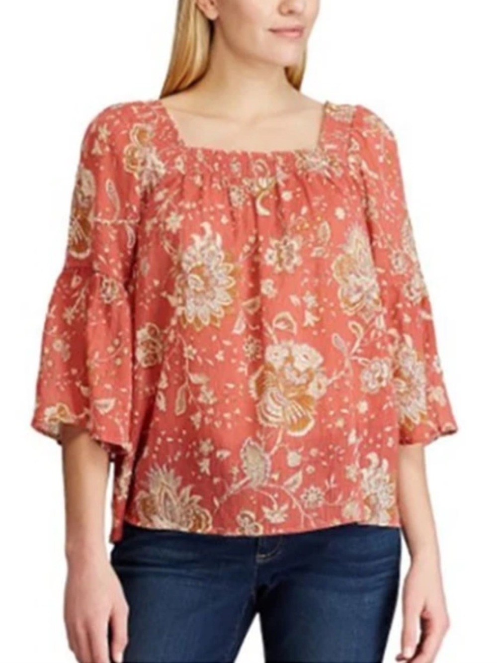 Boho Off-Shoulder Floral Peasant Top